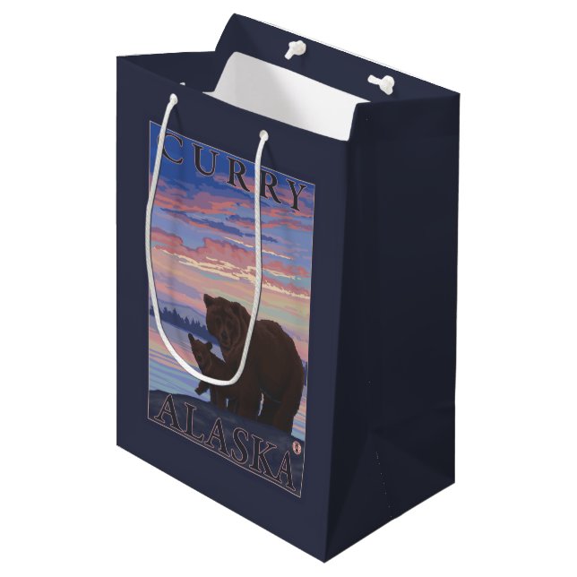 Bear and Cub - Curry, Alaska Medium Gift Bag (Front Angled)