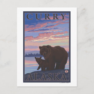 Bear and Cub - Curry, Alaska Postcard