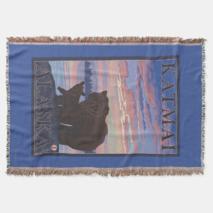 Bear and Cub - Katmai, Alaska Throw Blanket