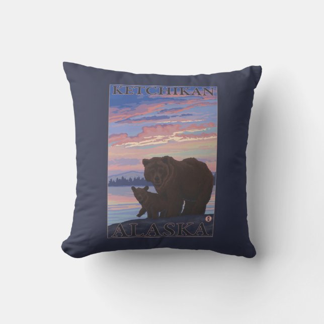 Bear and Cub - Ketchikan, Alaska Cushion (Front)