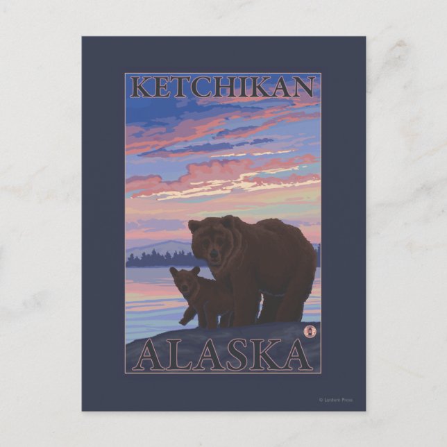 Bear and Cub - Ketchikan, Alaska Postcard (Front)