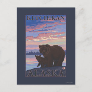 Bear and Cub - Ketchikan, Alaska Postcard