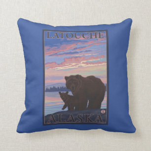 Bear and Cub - Latouche, Alaska Cushion