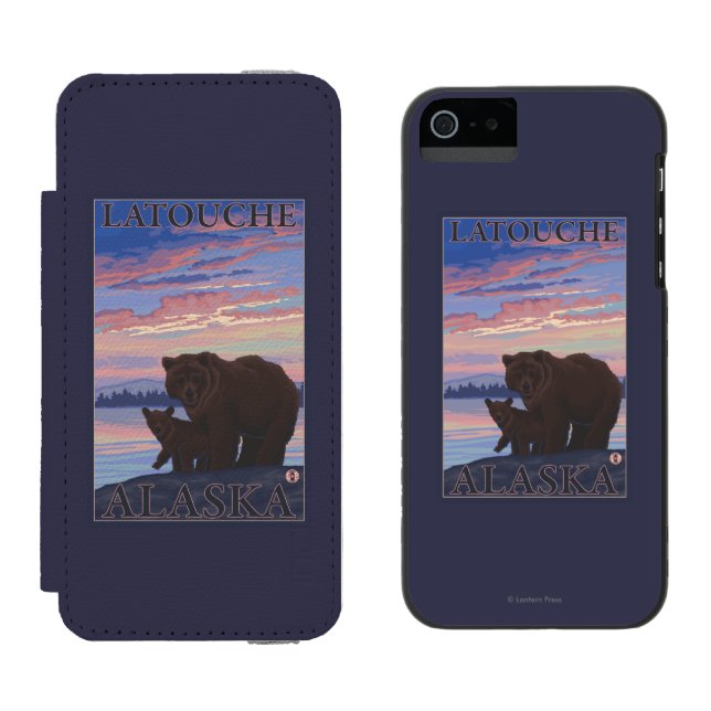 Bear and Cub - Latouche, Alaska Incipio iPhone Wallet Case (Side by Side)