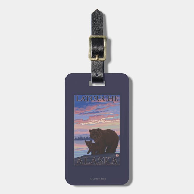 Bear and Cub - Latouche, Alaska Luggage Tag (Front Vertical)