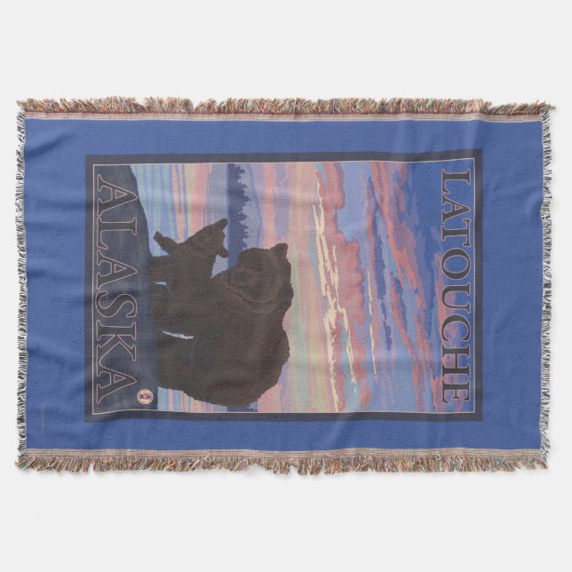 Bear and Cub - Latouche, Alaska Throw Blanket (Front)