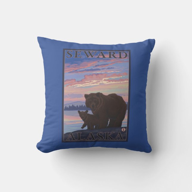 Bear and Cub - Seward, Alaska Cushion (Front)