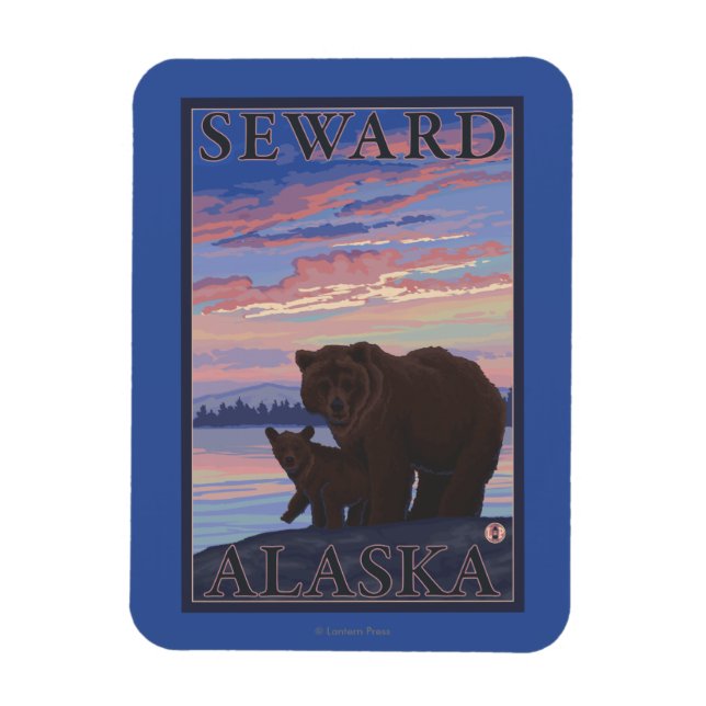 Bear and Cub - Seward, Alaska Magnet (Vertical)