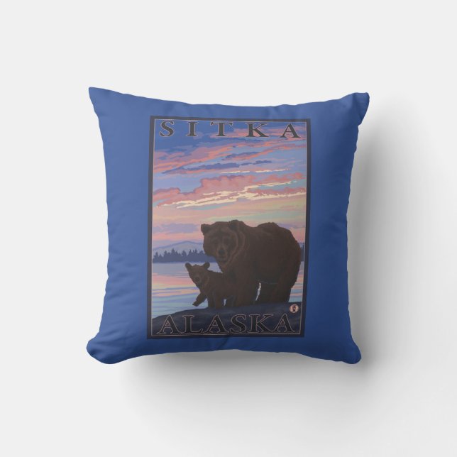 Bear and Cub - Sitka, Alaska Cushion (Front)