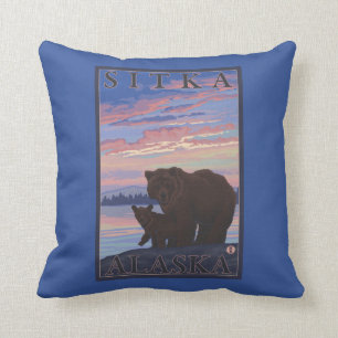 Bear and Cub - Sitka, Alaska Cushion