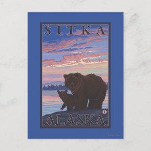 Bear and Cub - Sitka, Alaska Postcard
