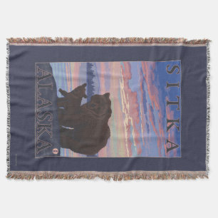 Bear and Cub - Sitka, Alaska Throw Blanket