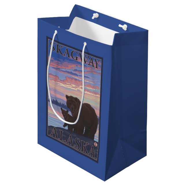 Bear and Cub - Skagway, Alaska Medium Gift Bag (Front Angled)
