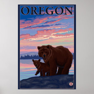 Bear and Cub- Vintage Travel Poster