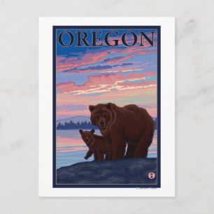 Bear and Cub- Vintage Travel Poster Postcard