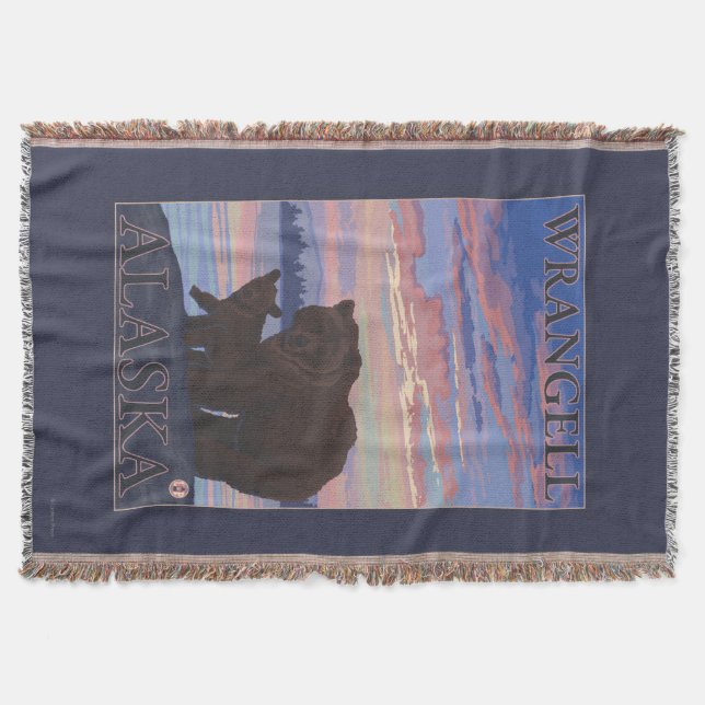 Bear and Cub - Wrangell, Alaska Throw Blanket (Front)