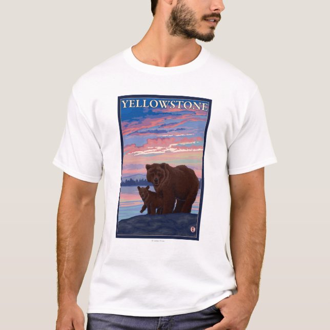 Bear and Cub - Yellowstone National Park T-Shirt (Front)