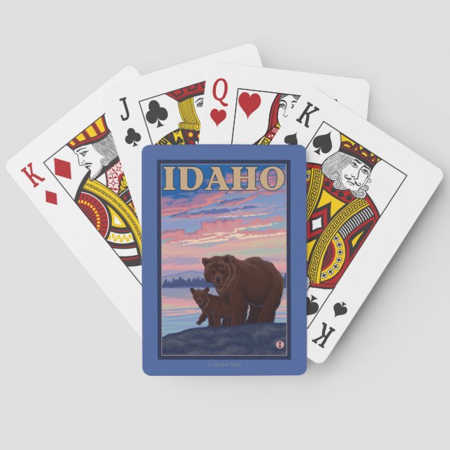 Bear and CubIdahoVintage Travel Poster Playing Cards (Back)