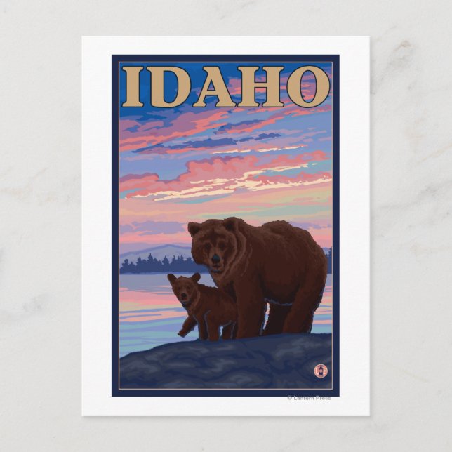 Bear and CubIdahoVintage Travel Poster Postcard (Front)