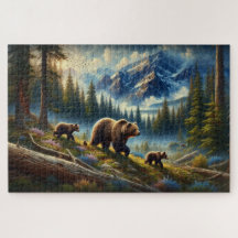 Bear and Cubs Adventure, Forested Mountain