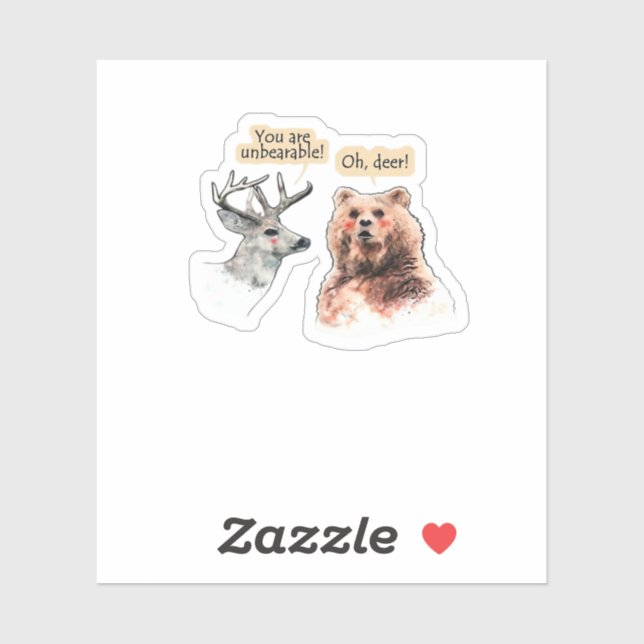 Bear And Deer Conversation Funny Wildlife Design  (Sheet)