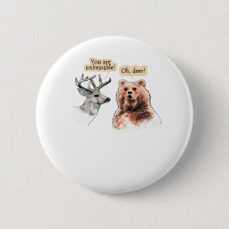 Bear And Deer Conversation Funny Wildlife Design 6 Cm Round Badge
