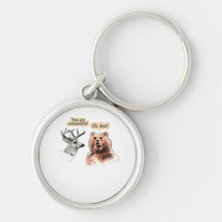 Bear And Deer Conversation Funny Wildlife Design Key Ring