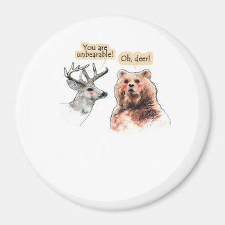 Bear And Deer Conversation Funny Wildlife Design Magnet