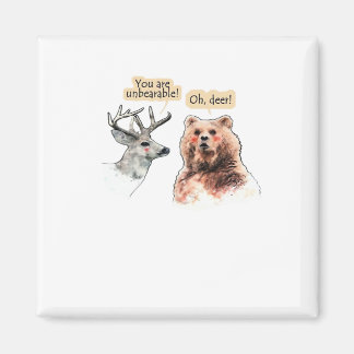 Bear And Deer Conversation Funny Wildlife Design Magnet