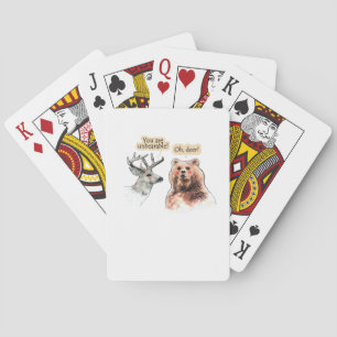 Bear And Deer Conversation Funny Wildlife Design  Playing Cards