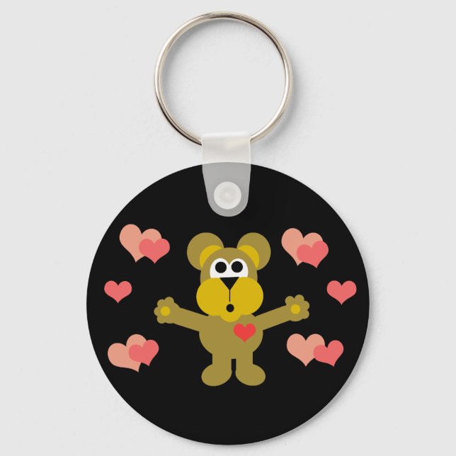 Bear and Hearts Keychain (Front)