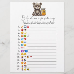 Bear and honey - Emoji picture game baby shower