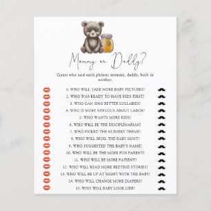 Bear and honey - mummy or daddy baby shower game