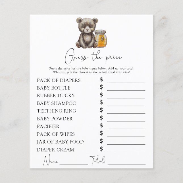 Bear and honey - Price Guess game (Front)