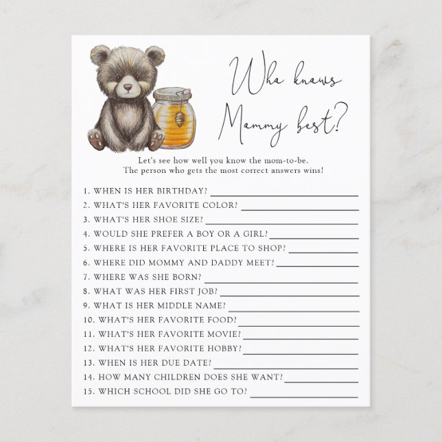 Bear and honey - Who knows Mummy best (Front)