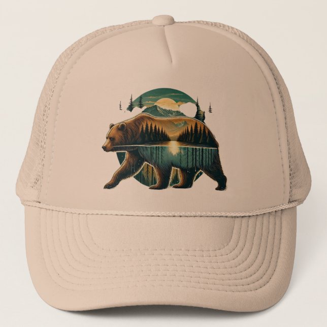 Bear and its forest  trucker hat (Front)