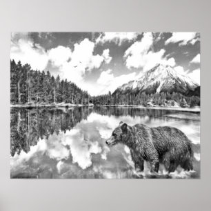 Bear and Mountains Poster