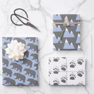 Bear and Mountains Wrapping Paper Sheets