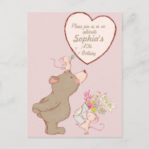 Bear and Mouse Children Birthday Invitation