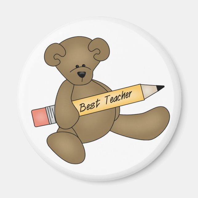 Bear and Pencil Best Teacher Magnet (Front)