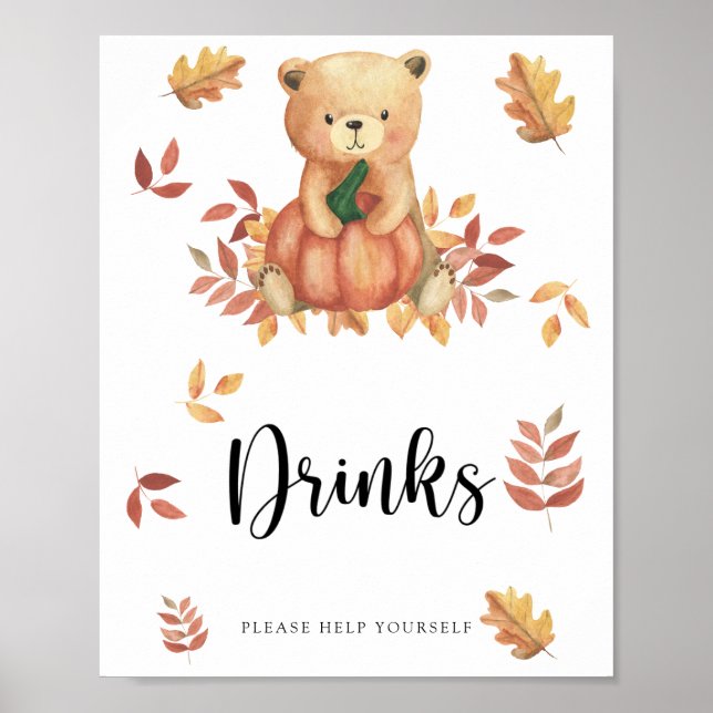 Bear and pumpkin - Drinks help yourself Poster (Front)