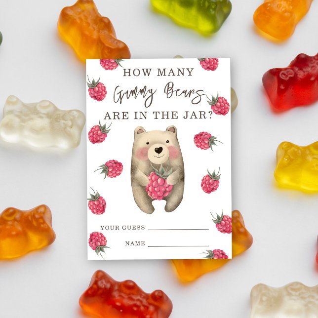 Bear and raspberries - guess how many gummy bears  enclosure card (Creator Uploaded)