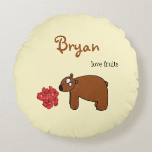 Bear and raspberry  round cushion