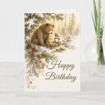Bear and Robin Snowy Woodland Birthday Friends