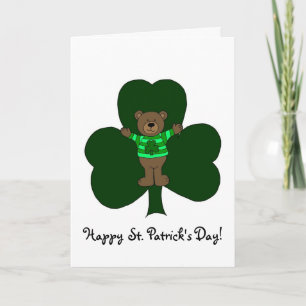 Bear and Shamrock on white Card