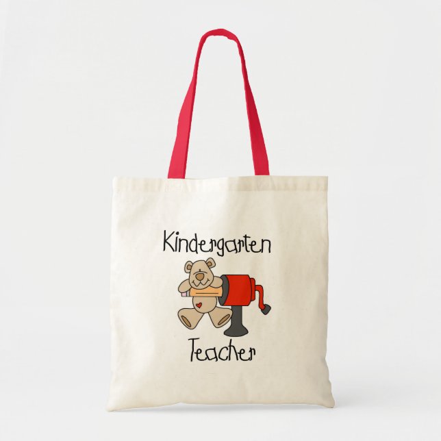 Bear and Sharpener Kindergarten Teacher Tote Bag (Front)