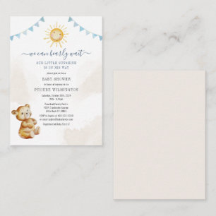 Bear and Sunshine Watercolor Boys Baby Shower Card