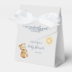 Bear and Sunshine Watercolor Boys Baby Shower Favour Box