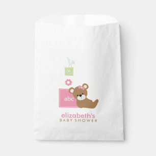 Bear and Toy Blocks Girl Baby Shower Favour Bags