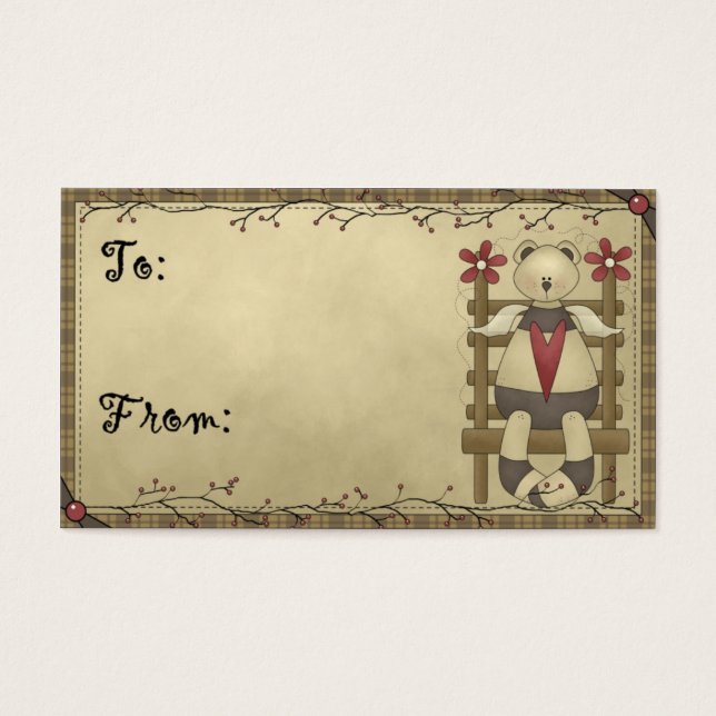 Bear Angel - Country/Prim Gift Tags (Front)